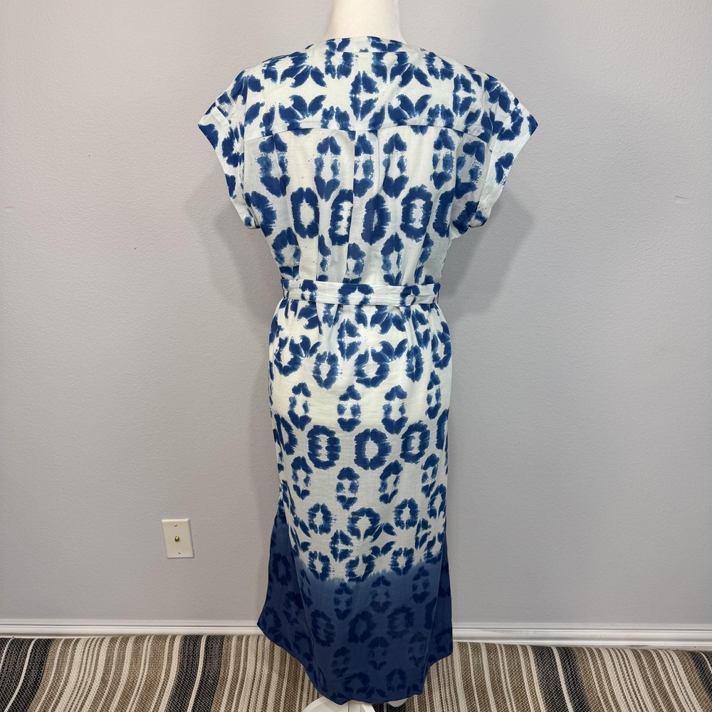 Anthropologie Othilia Abtract Maxi Dress Women's Small Blue Belted Bohemian - Picture 6 of 16